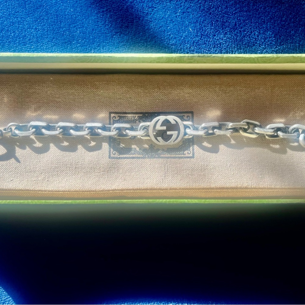 Authentic Gucci distressed .925 Sterling Silver 8.0 in bracelet. Made in Italy! - Picture 2 of 12
